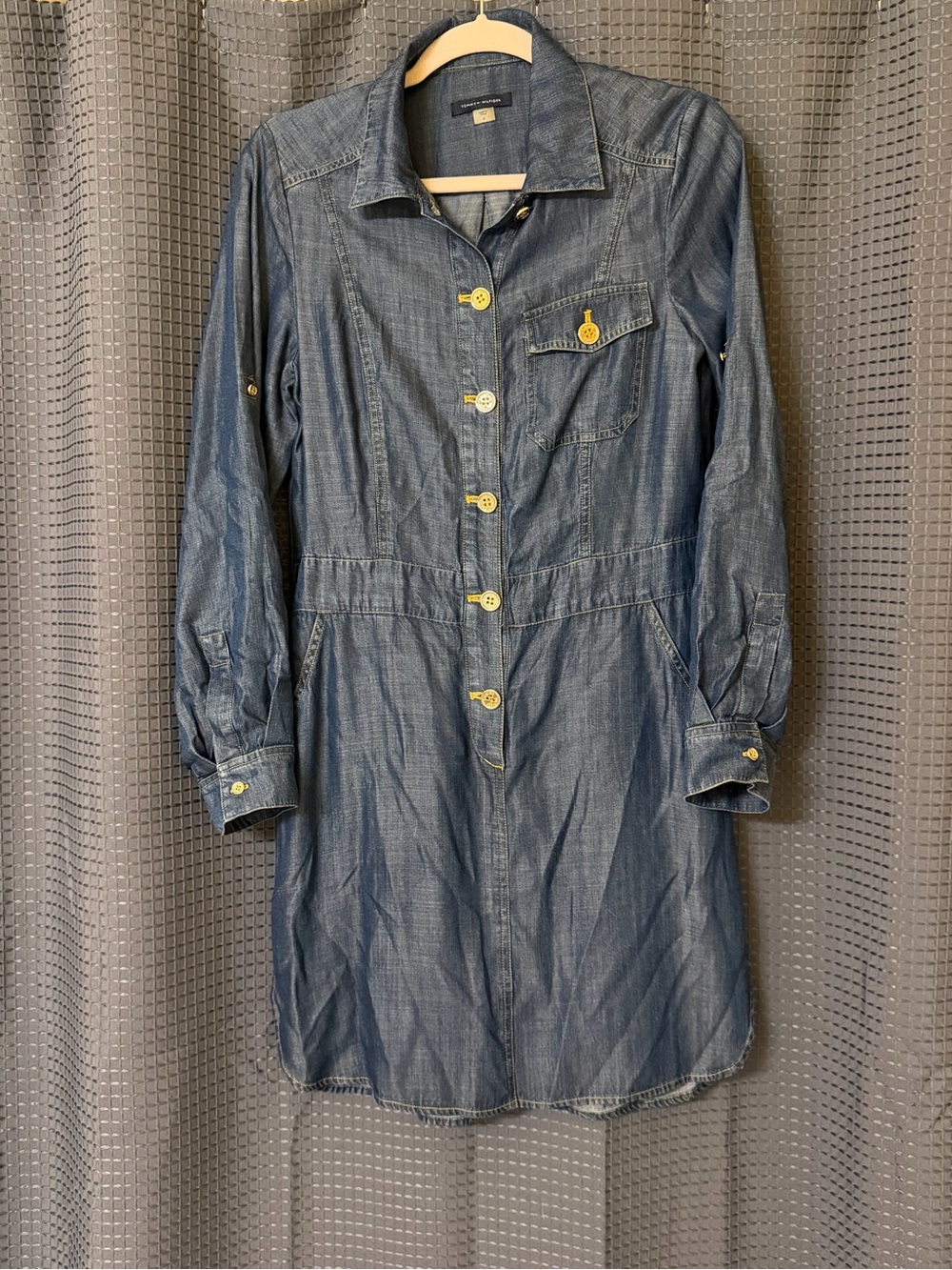 Tommy Hilfiger Denim Shirt Dress with Gold Buttons